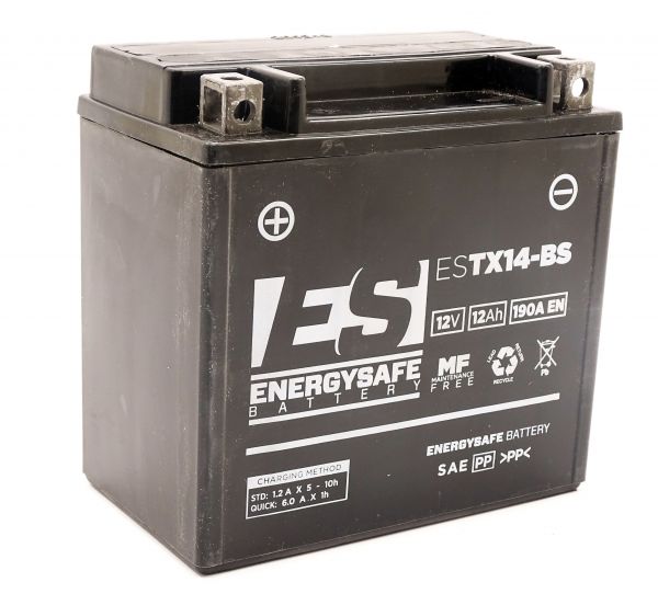 Energysafe ESTX14-BS / YTX14-BS AGM Batterie 12V 12AH - Einbaufertig (FTX14-BS)