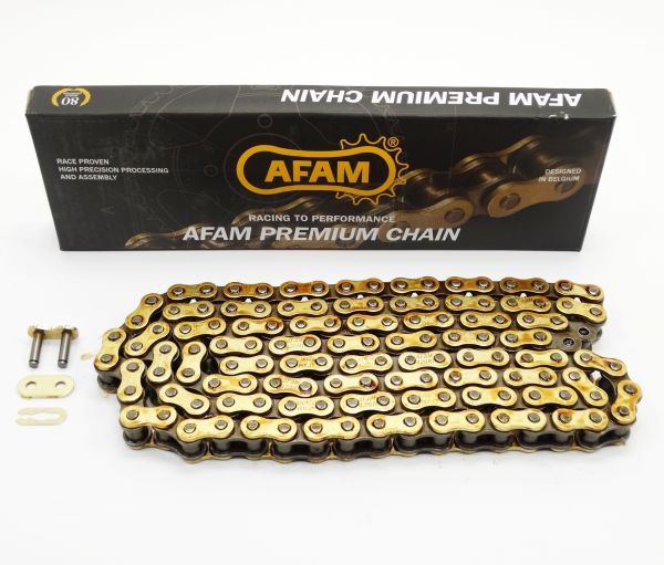 AFAM MX2-G Kette 420 gold-schwarz - 104 Glieder - Clip Schloß - Motocross / Enduro