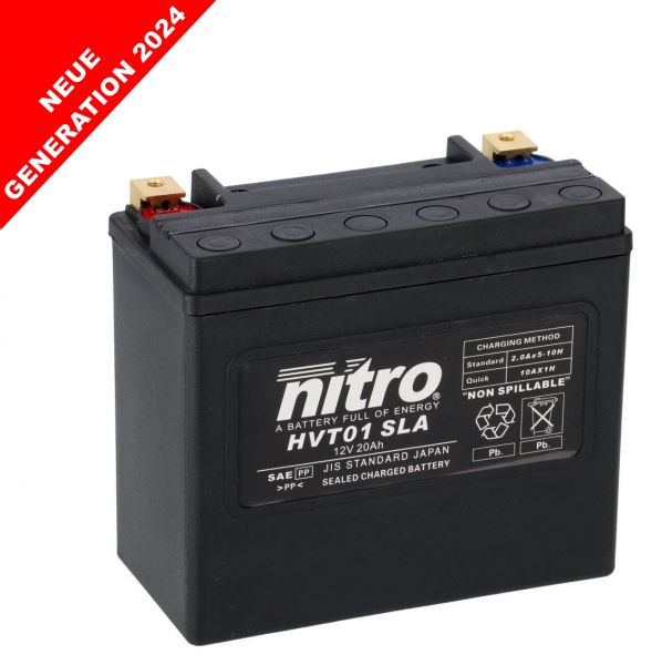 Nitro HVT 01 SLA AGM Gel Batterie 12V 20AH 320A - Einbaufertig (YTX20HL-BS YTX20L-BS 65989)