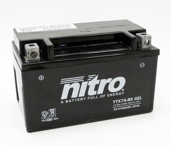 Nitro GEL YTX7A-BS AGM Batterie 12V 6AH (GTX7A-BS, FTX7A-BS)