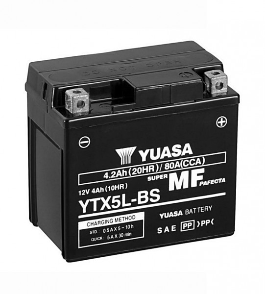 Yuasa YTX5L-BS Batterie AGM 12V 4AH (GT6B-3, WP6B-3, FTX5L-BS, GTX5L-BS)